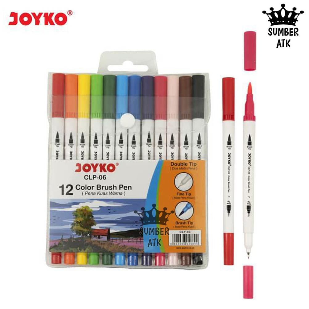 

((BISA COD)) Color Brush Pen / Pena Kuas Warna Joyko CLP-06 / 12 Warna / Color