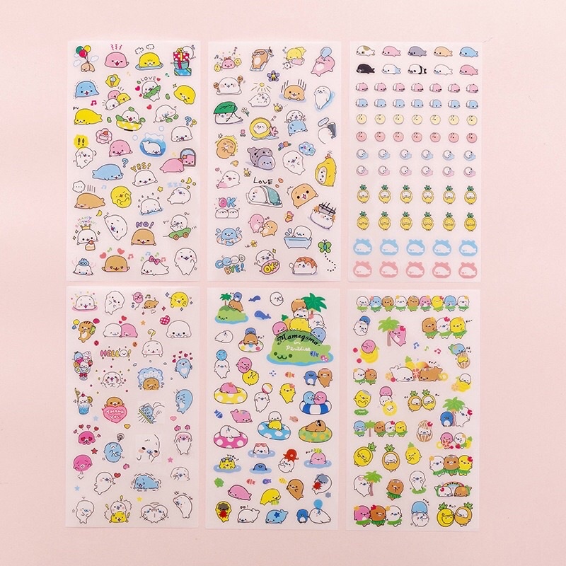 

[6 Lembar] Sticker Karakter Binatang Hiasan Buku Diary Scrapbook Jurnal Desain Design Lucu Murah Kelinci Rabbit Kucing Cat Babi Pig Snail Fish