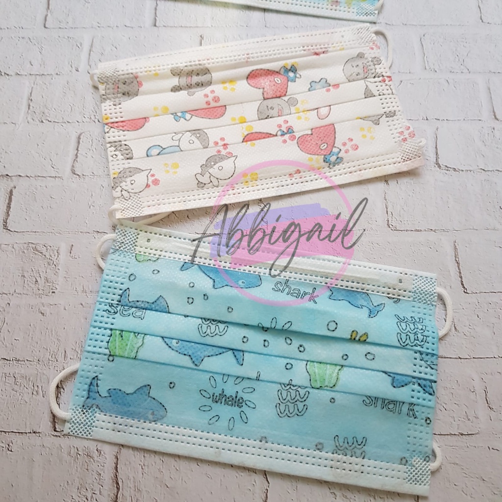 𝘈𝘉𝘎✰ Masker Anak Karakter Earloop 3ply isi 50 pcs 3 ply / Masker anak cewe cowo 3ply Medical grade / Masker Anak Model Earloop Motif Cowok Cewek 1033