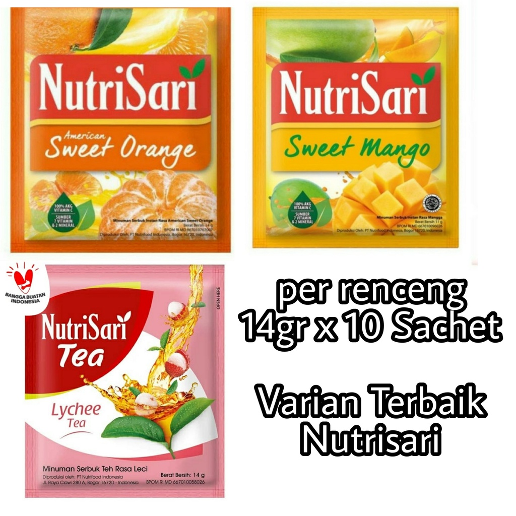 Nutrisari Sachet renceng 14gr x 10 American Sweet Orange / Sweet Mango / Lychee Tea