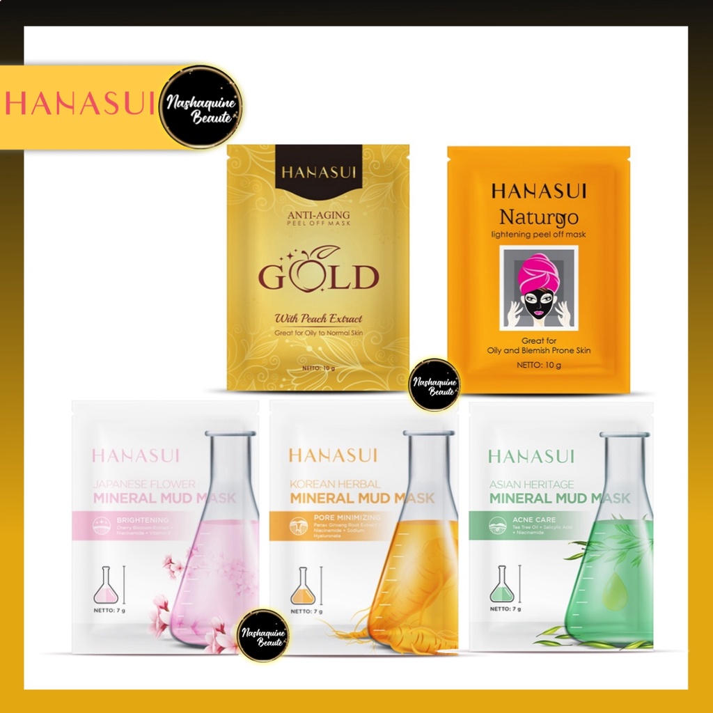 Hanasui Naturgo Peel Off Masker Hitam Komedo | GOLD Anti Aging | Mineral Mud Mask BPOM