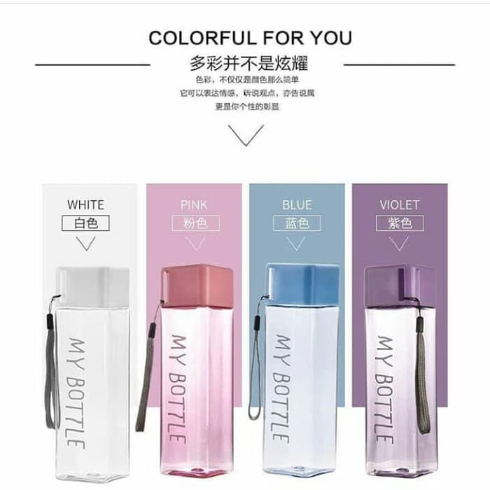 My Bottle Segi Bentuk Kotak 500mL - Botol Minum Best Seller Unik Trend-1