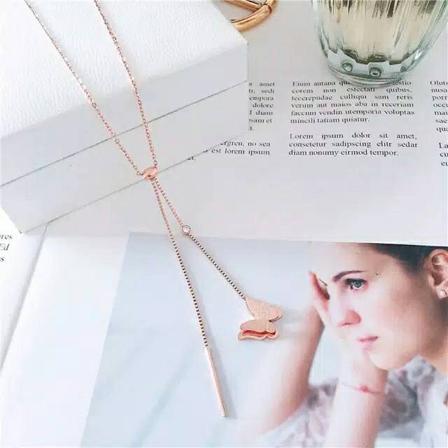GG kalung Juntai Kupu kupu Titanium#KL