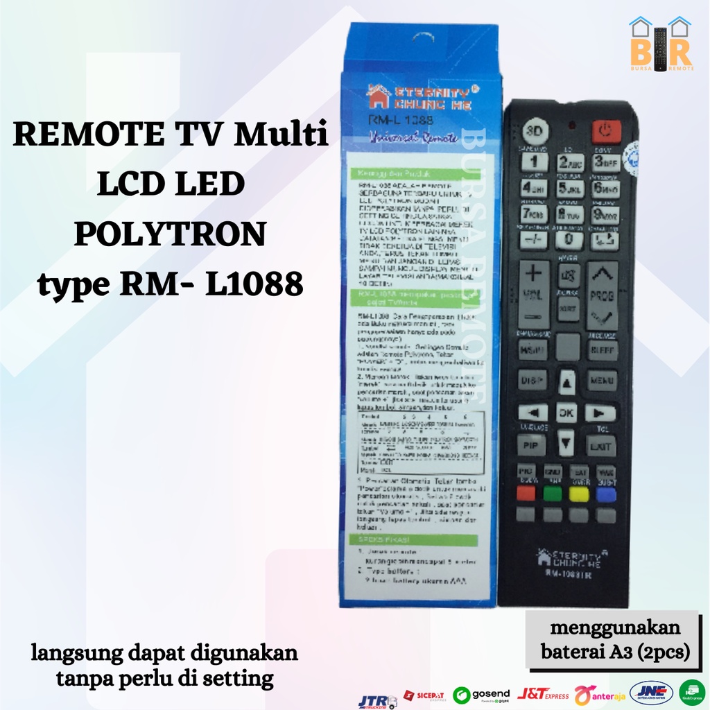 Remot / REMOTE TV POLYTRON MULTI LCD LED TIPE RM-L1088 / ECER DAN GROSIR