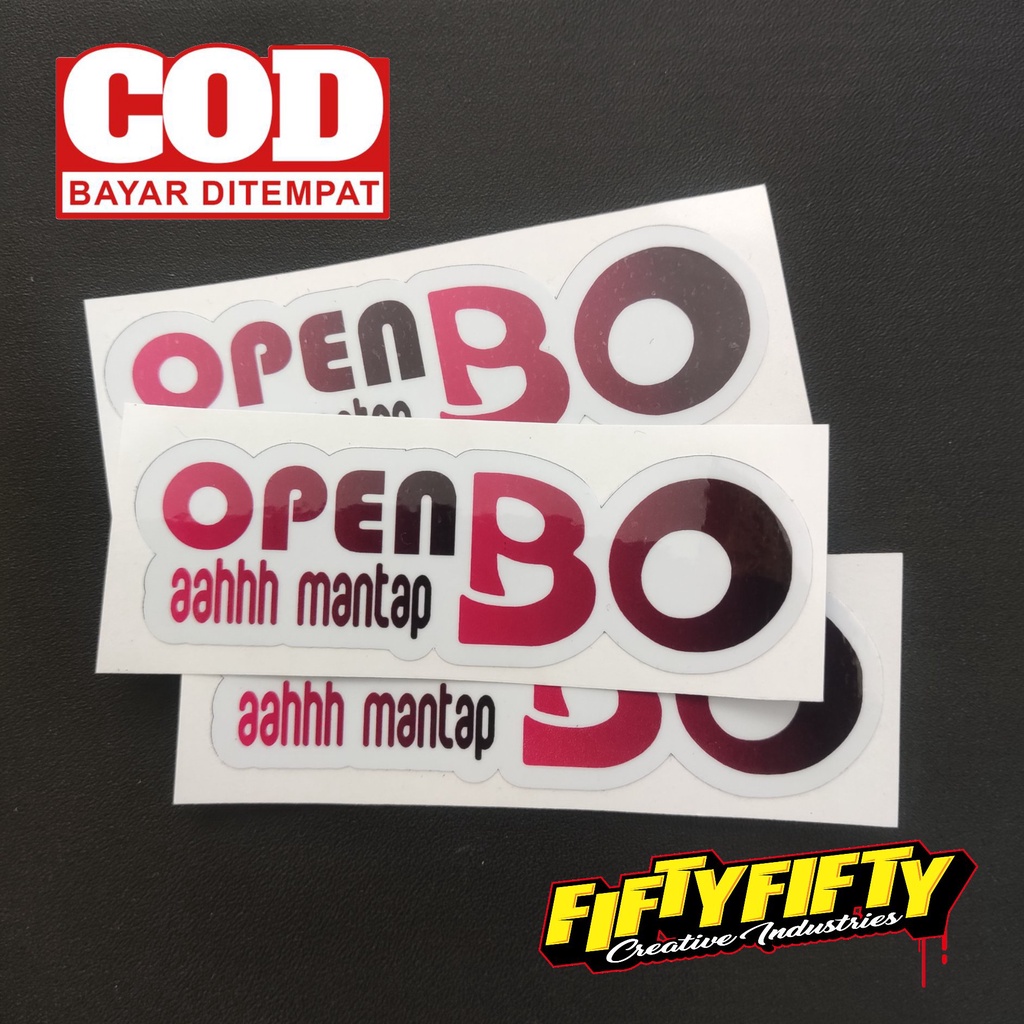 Stiker Print Cut OPEN BO Stiker Printing Laminasi Glossy Stiker Motor Mobil Helm Sudah Membentuk Pola Desain