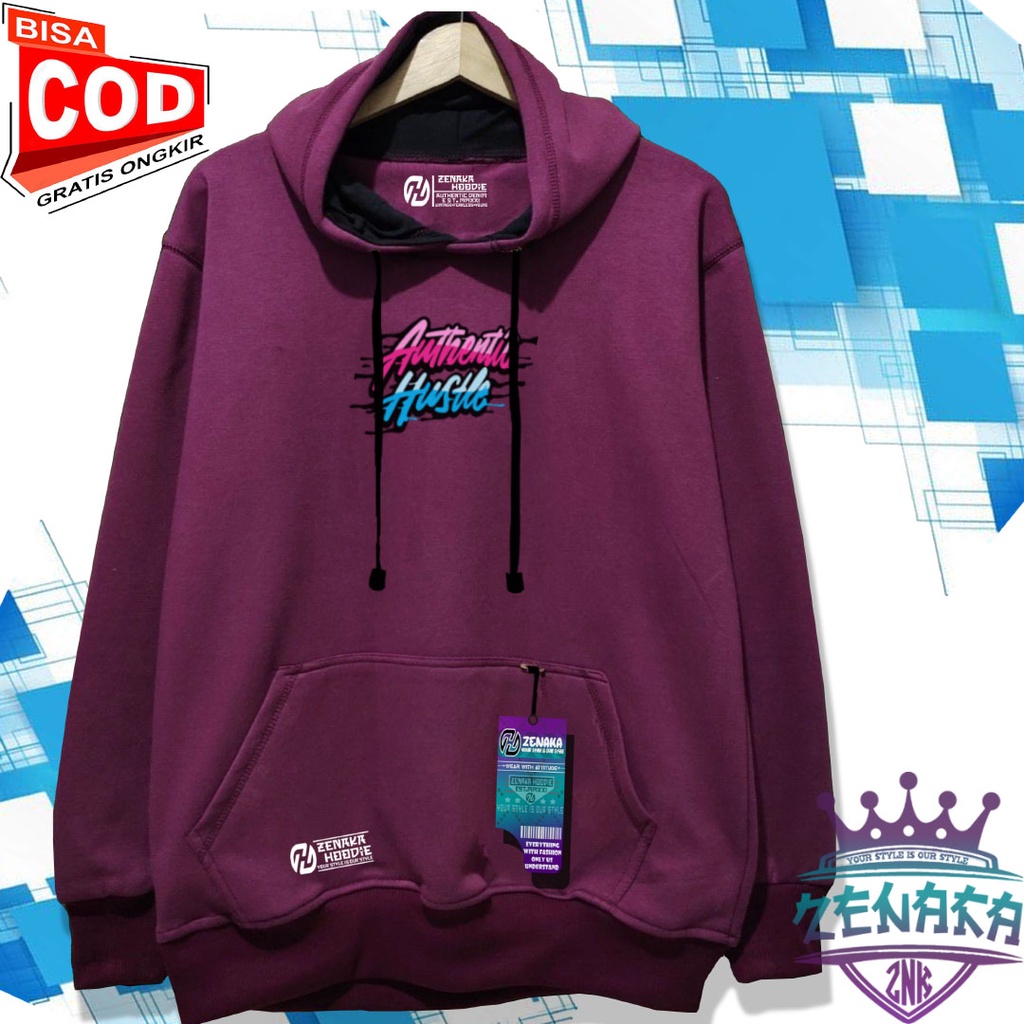 Sweater pria distro keren Zenaka Hoodie pria distro aesthetic graffity simple warna abu paralon Jaket pria terbaru 2022 keren Suiter cowok terbaru 2022 tebal Hodie pria hitam distro sablon authetntic hustle-BURGUNDY