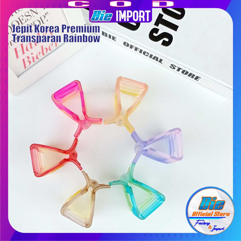 Jepit Rambut Korea Transparan Doff Rainbow Premium Impor Best Seller