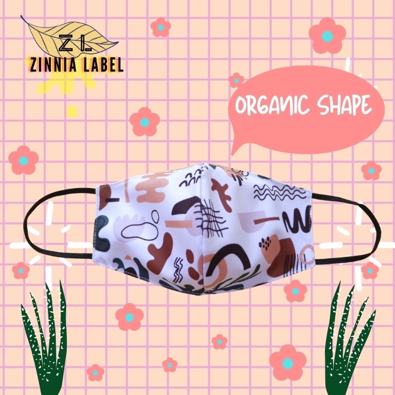 Masker kain printing motif organic shape