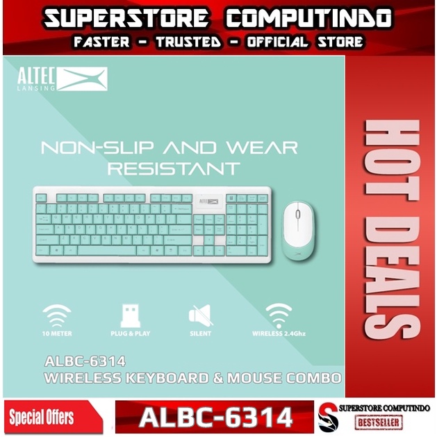 Keyboard Mouse Wireless Altec Lansing ALBC-6314 Silent Blue