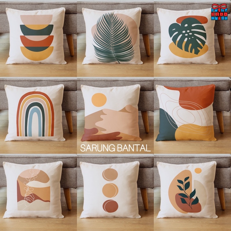 COVER SARUNG Bantal Sofa Print Motif Aesthetic Boho Mediteranian Monstera Desert 40x40 cm - Pusat Kado Murah