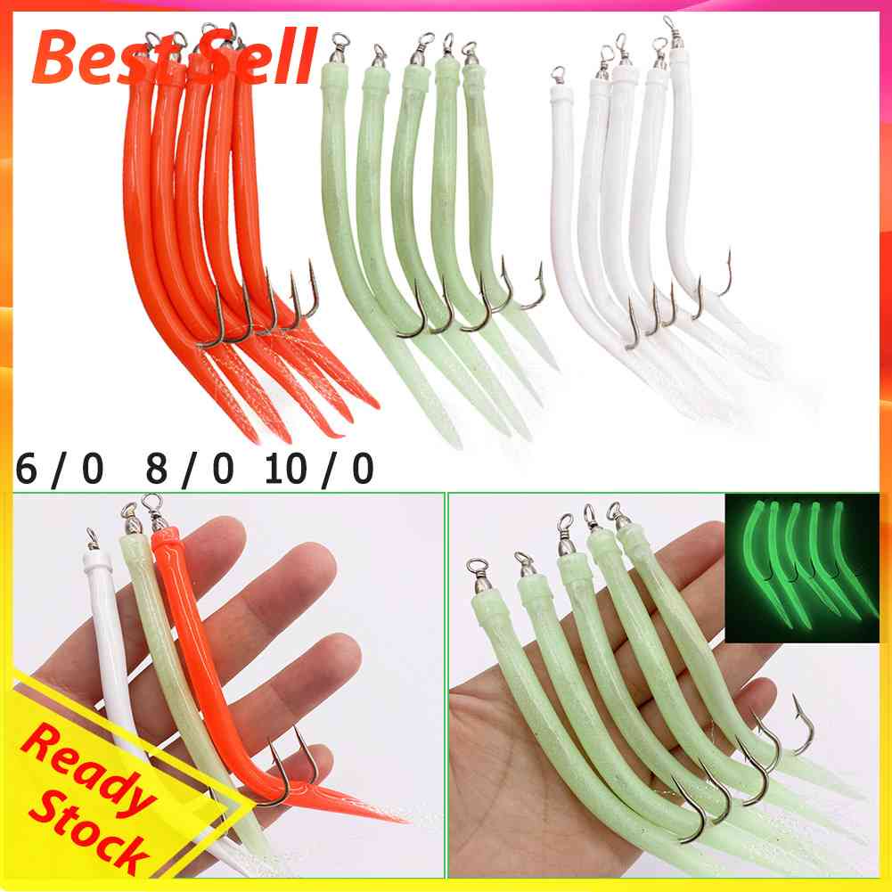 5pcs/lot Codfish Lure Soft Bait Bionic with Hook Thread Feather Fishing Tackles