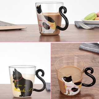 Gelas Mug Kaca Motif Kucing Lucu untuk Susu / Teh / Kopi ...