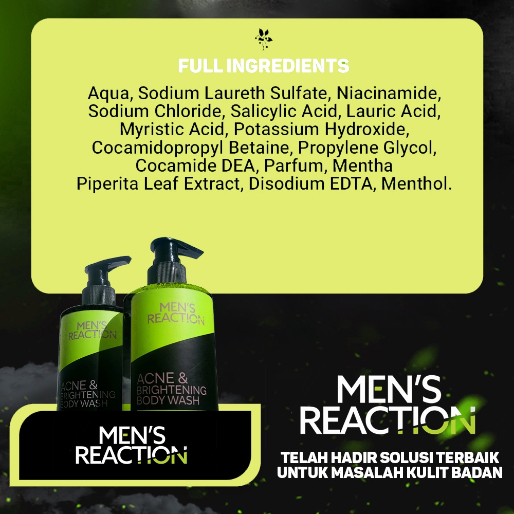 Sabun Mandi Acne Pria Men's Reaction Bodywash Sabun Untuk Jerawat