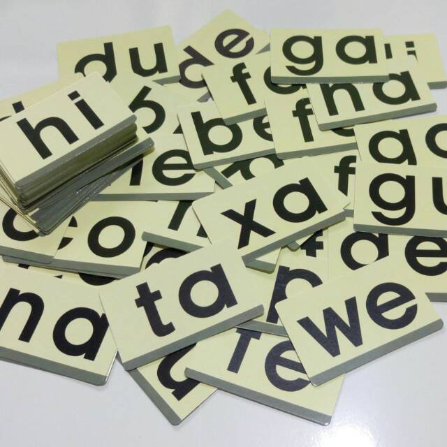 Flashcard suku kata. belajar membaca suku kata. Kartu baca