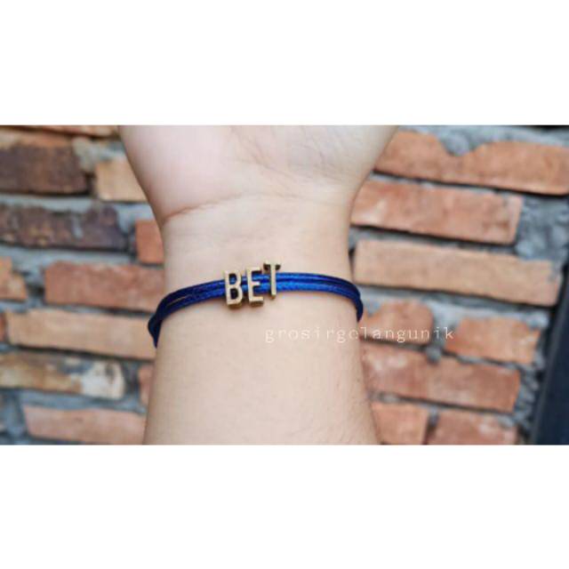 Gelang Inisial Tali Waterproof GELANG NAMA INISIAL HANDMADE CUSTOM [Kode Model: G113]