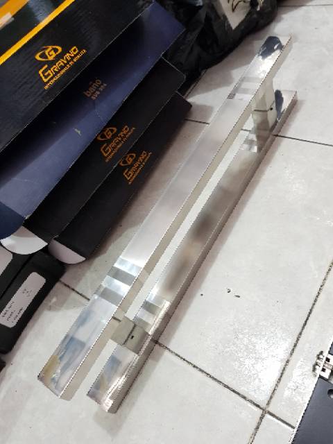 Paket handle pintu stainless minimalis 60cm 1set+body pelor