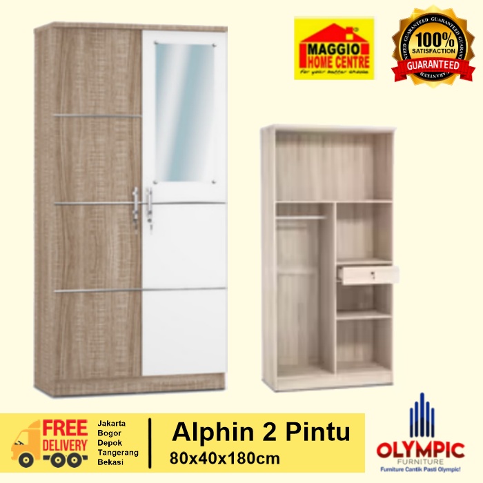 LEMARI PAKAIAN 3 PINTU MINIMALIS - LEMARI PAKAIAN MINIMALIS 2 PINTU - ALPHIN - OLYMPIC