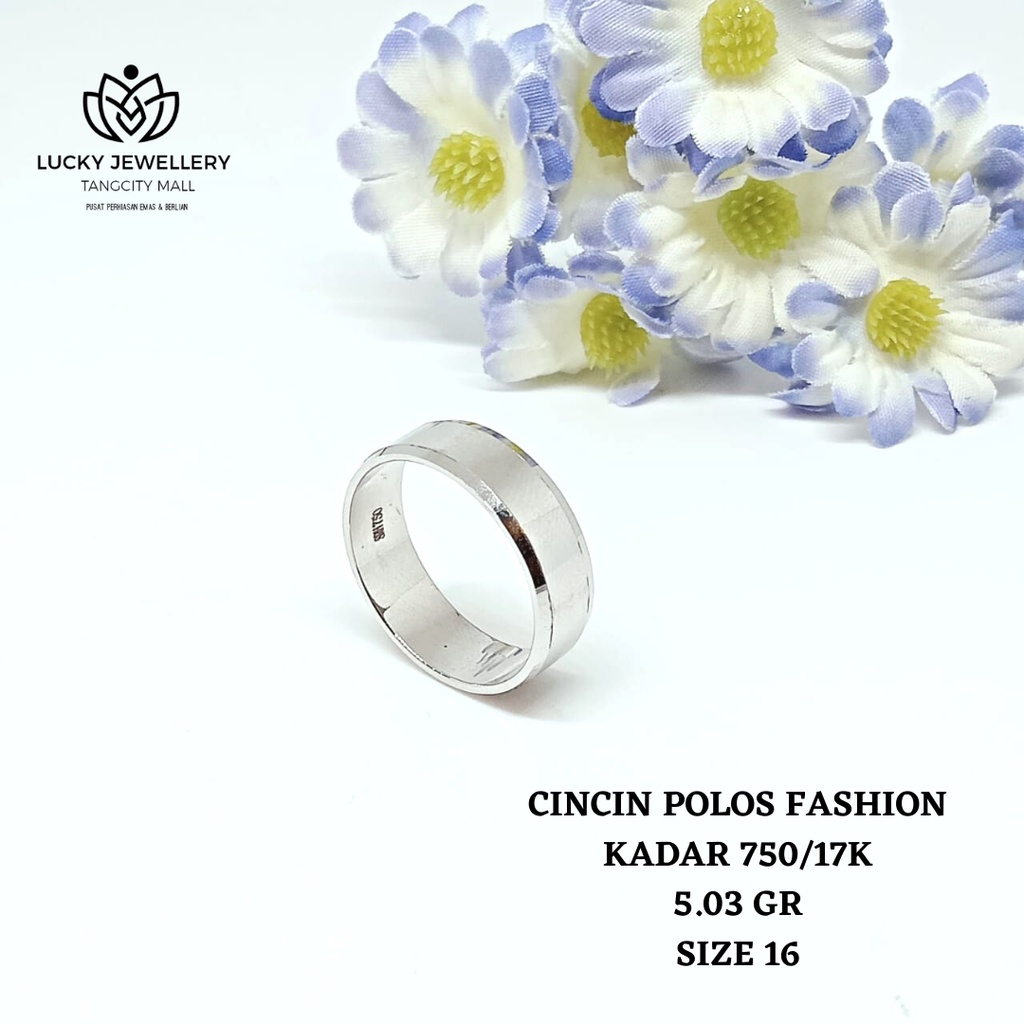 CINCIN POLOS EMAS PUTIH KADAR 750/17K 5.03 GR SIZE 16