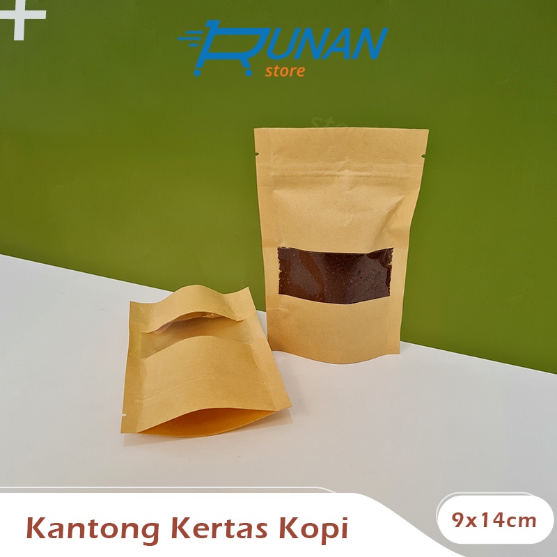 Kantong Kertas Kopi Teh 9x14cm Paper Bag Zip Lock Kemasan Makanan