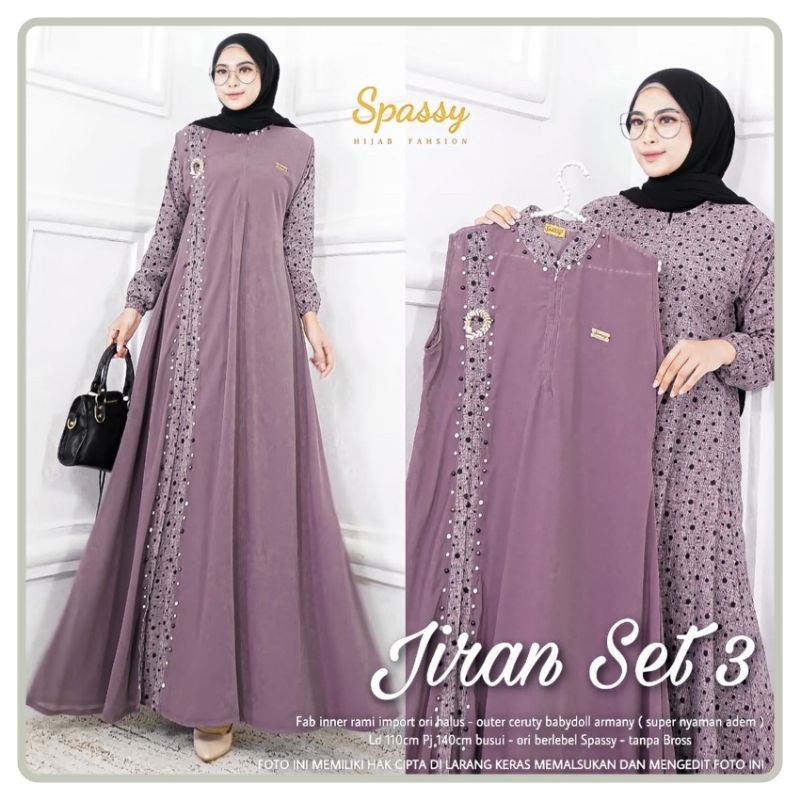 OFFICIAL STORE - JIRAN SET 3 BY SPASSY HIJAB - GAMIS SPASSY TERBARU - GAMIS MAXY LD 110 XXL