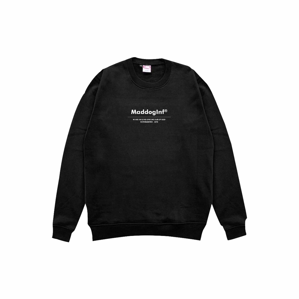 Maddog Infected - Crewneck - DREAMS CN BLACK | Sweater Pria Wanita Unisex Hitam Distro ORIGINAL