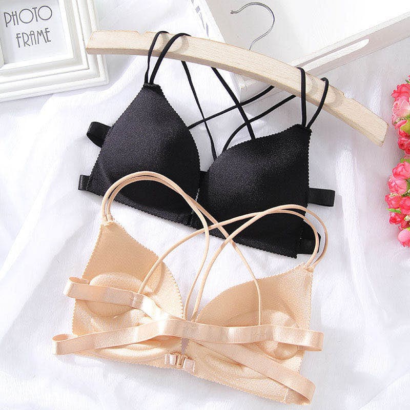 *ALIBABA1688*COD Bra Model Seamless Tanpa Kawat dengan Tali Strap Menyilang Mudah Disesuaikan