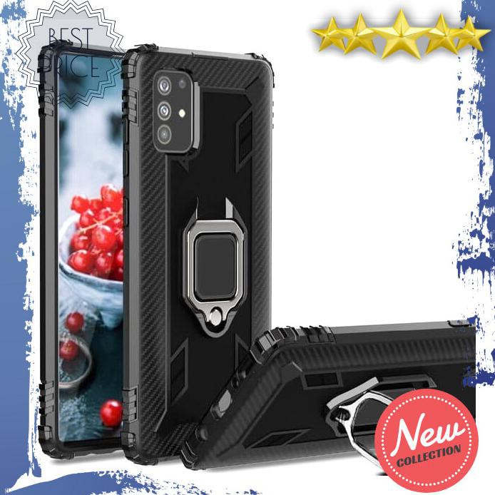 CASING HP SAMSUNG A31 SOFT CASE CARBON RING MAGNETIC HOLDER
