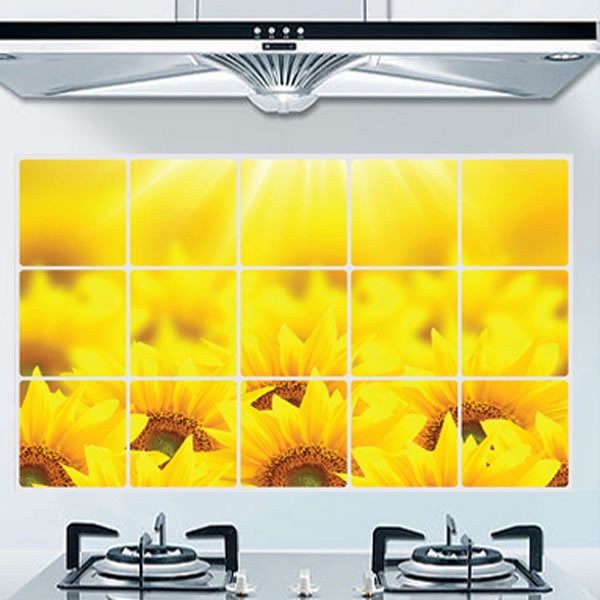 RELIZA Stiker Dapur Sunflowers Bunga Matahari (75x45) Kitchen Waterproof Oilproof Tahan Air Minyak 3025