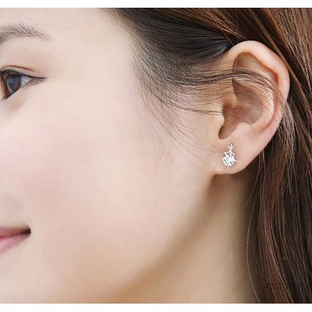 925 Perak Lucu Anting-Anting Anting-Anting Korea A Gadis Crown Swan Sayap Cinta Bunga Fashion Ornamen