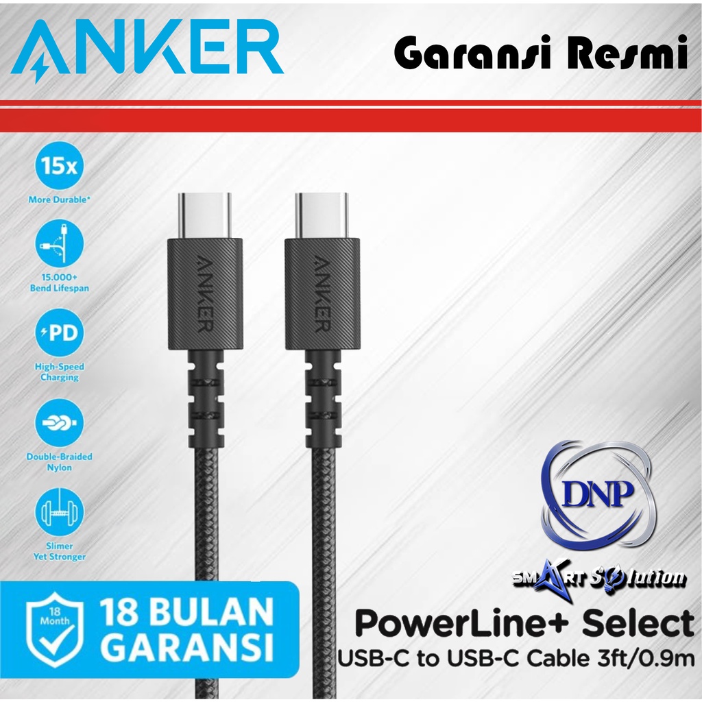 Kabel Charger Anker Powerline Select+ C to C 2.0 3ft - A8032