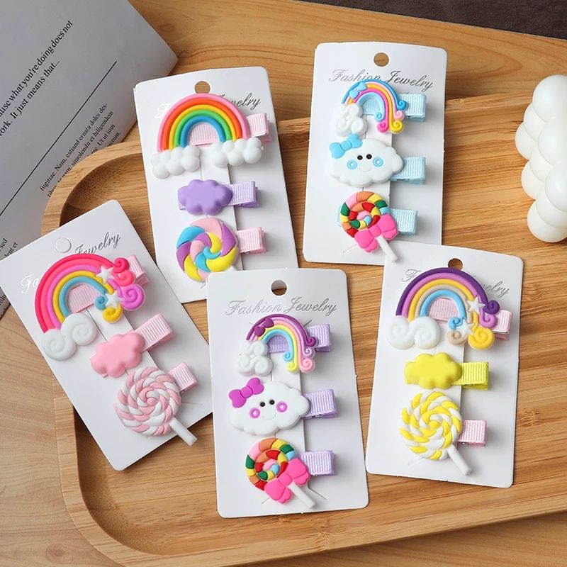 Jepit Rambut Anak Set 3 Pc Pelangi / Jepit Rambut Korea Cute