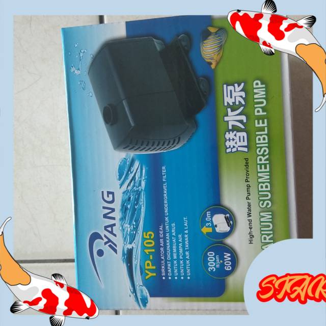 Aquarium kolam ikan pompa celup water pump yang yp 105 amara