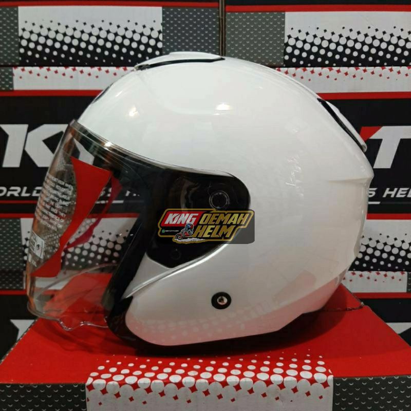 HELM KYT KYOTO WHITE HELM HALF FACE KYT KYOTO PUTIH HELM TOURING KYT