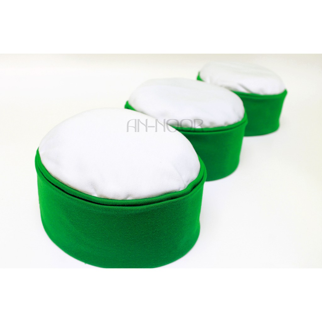 Kopiah Peci Lipat Mesir - Putih Hijau