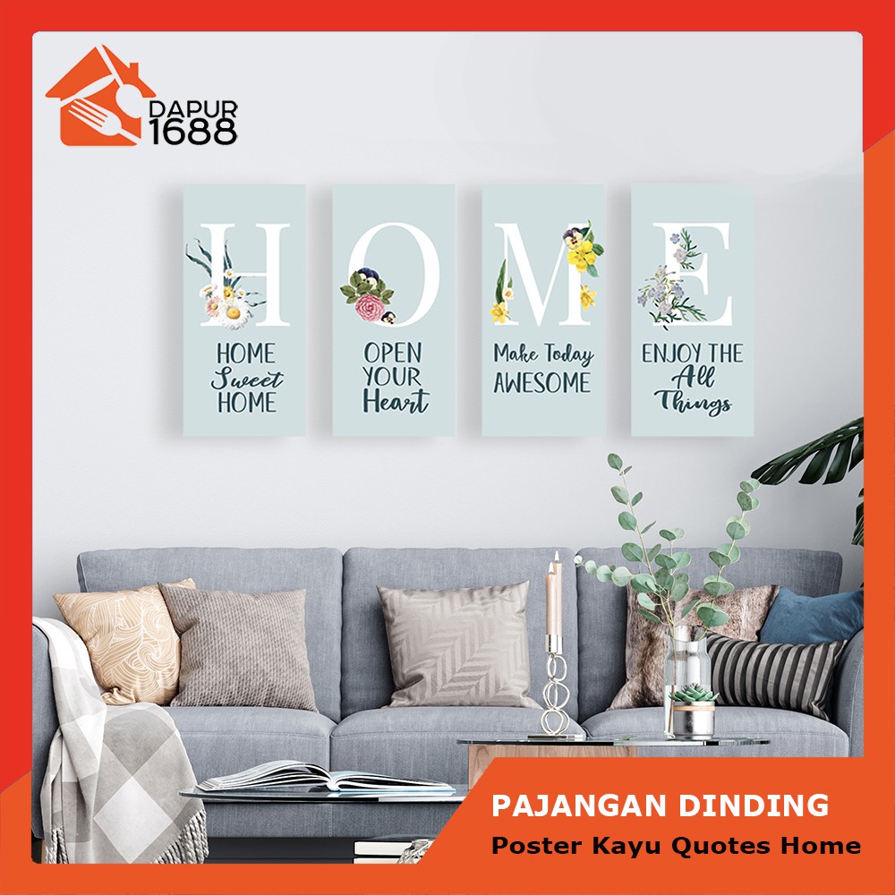 DAPAT 4 Walldecor Hiasan Dinding Motif HOME QUOTES Decor Poster Dekorasi Kamar Pajangan Rumah