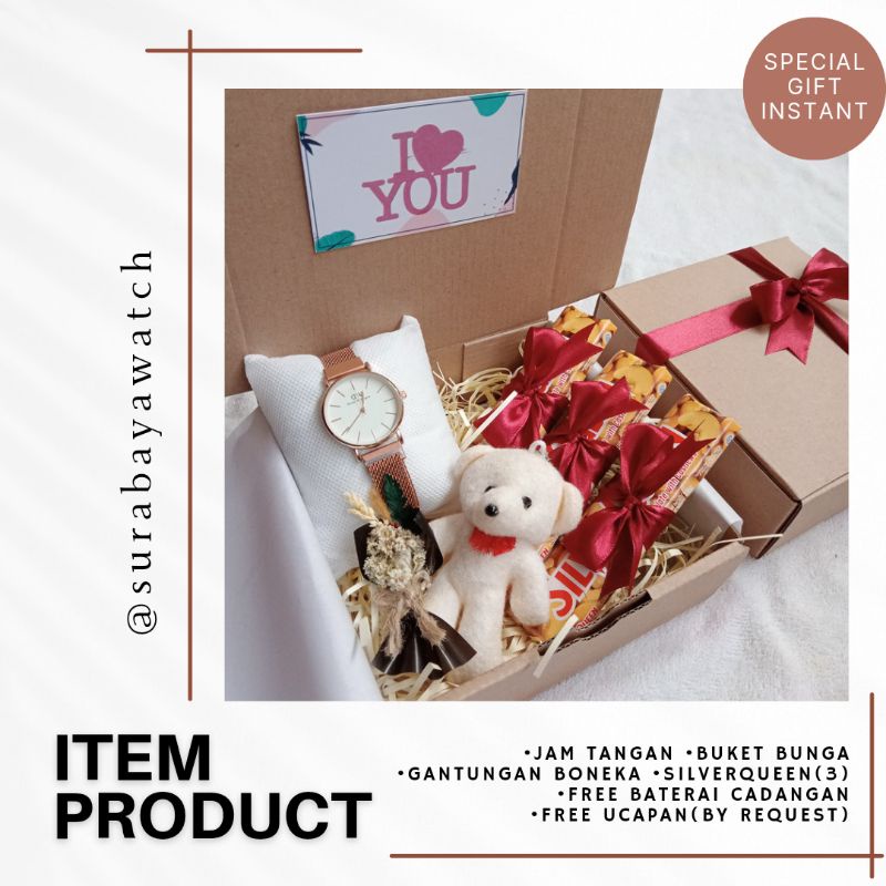 (COKLAT) PAKET GIFTBOX ULANG TAHUN JAM TANGAN RANTAI PASIR SPECIAL SILVERQUEEN Kado Wisuda Gantungan Kunci Boneka Hampers Anniversary Buket Bunga Kering Kartu Ucapan Romantis Aestetic