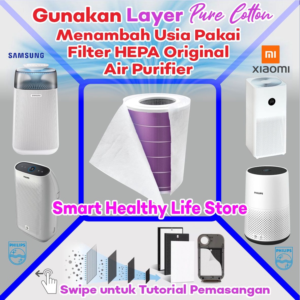 Hepa Filter Air Purifier SHARP FP-F30Y/FP-F30 / KC-F30/ FP-J30 / FZ-Y28FE / FP-GM30 Bonus Layer Pure Cotton