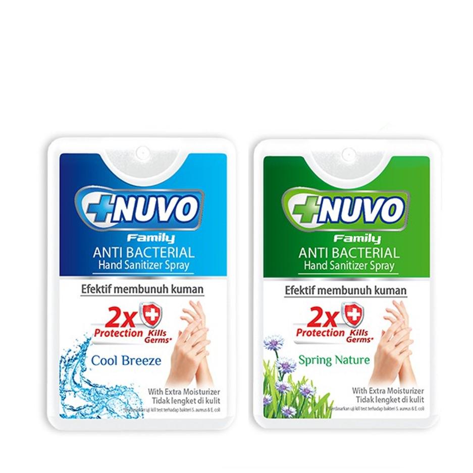 NUVO Hand Sanitizer Spray Hijau Kotak 18 mL + NUVO Hand Sanitizer Spray Biru Kotak 18 mL