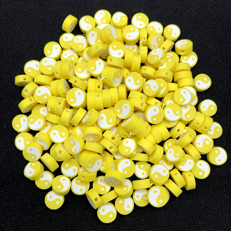 30 Pcs/Pack 10mm Polimer Tanah Liat Warna Yin Yang Ikan Bagua Tai Chi Gambar Manik-manik