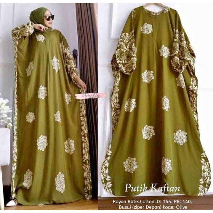 Putik Home Kaftan - Kaftan Wanita Jumbo Rayon Tie Dye Premium Gamis Dress Kekinian Bigsize LD 190 cm