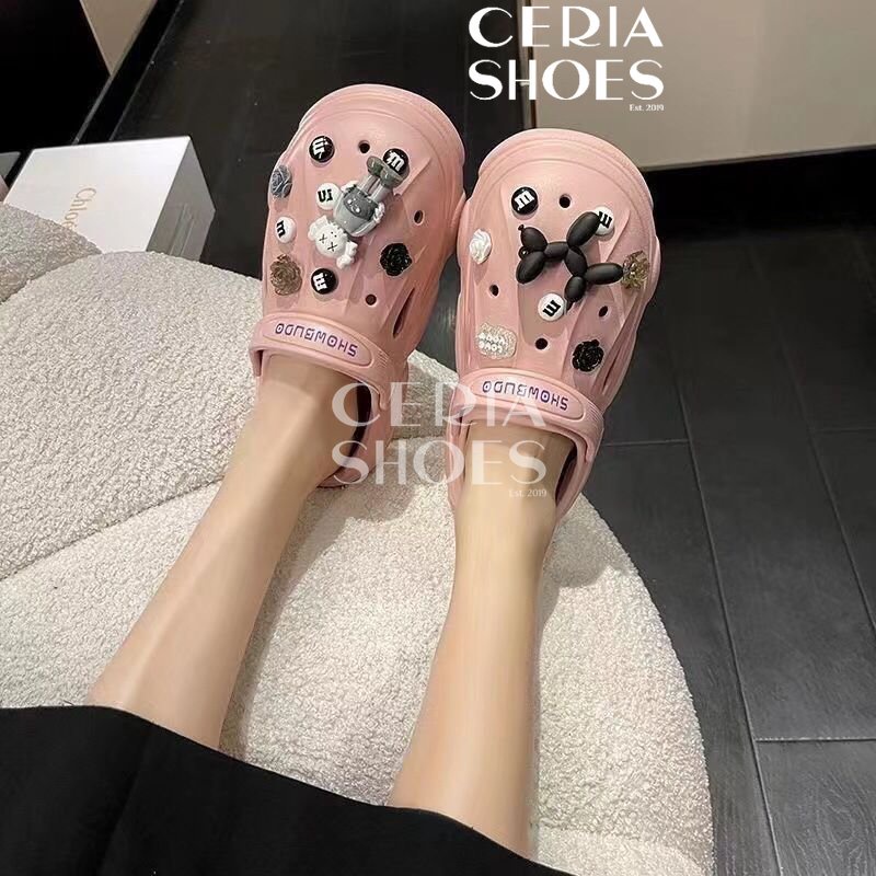 PVC Sandal Slop Wanita Clog Slip On Jibbitz KAWS XX Import Bangkok Rubber ELastic Super Soft Toy Story Sol Rubber Anti Slip Summer Sandals 218 ELMOXX