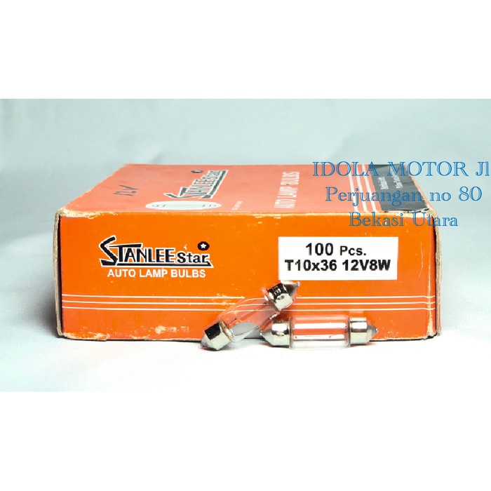 Bohlam kapsul lampu pelafon botol 12v 8w T10x36 merk stanlee star
