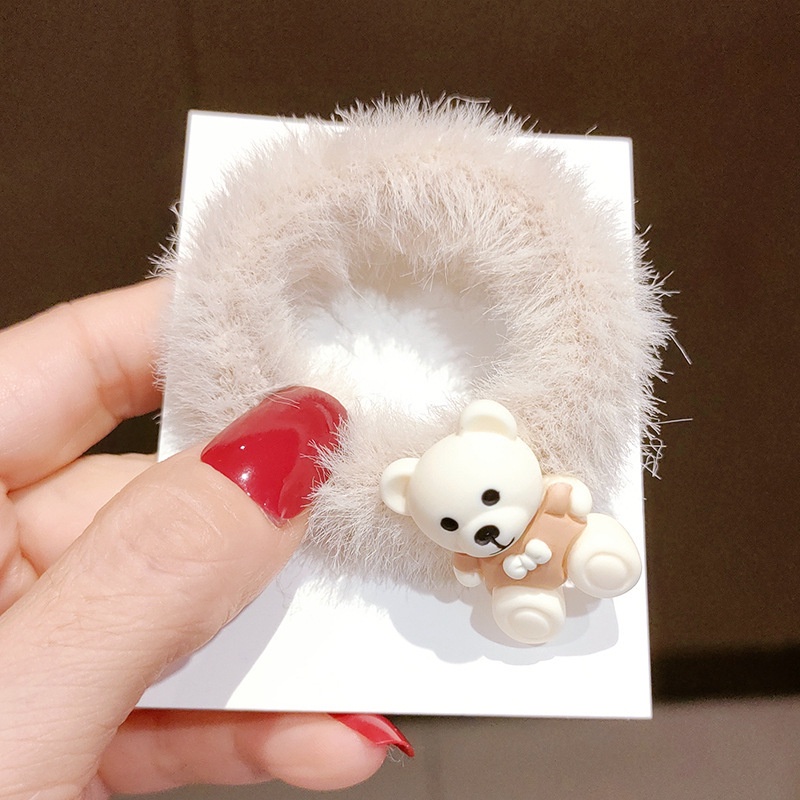 MURMURE.ID | IKAT KARET RAMBUT BULU EARTH WARM TONE IKAT RAMBUT IMPORT KOREA STYLE LUCU MURAHHA160-APRICOT BEAR