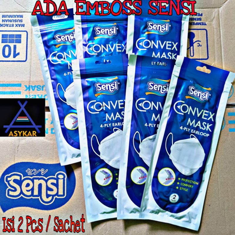 Sensi Convex Face Mask 4ply Earloop isi 2 Pcs / Sachet - [Model Evo plusmed] / Masker Medis 4ply