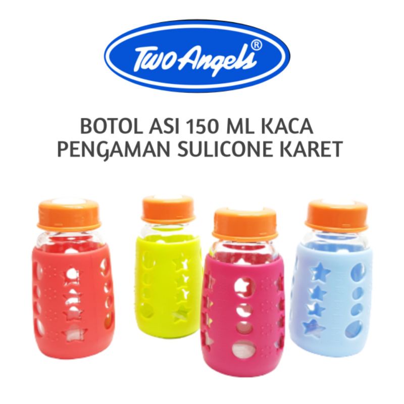 Botol Asi 150ml Kaca +   Pengaman Botol Silicone Cover Y1 / botol kaca orange dengan pengaman botol anti pecah silicone