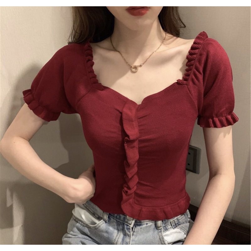 Blouse korean style Blouse knit rajut korea wanita Blouse wanita korea atasan wanita blouse