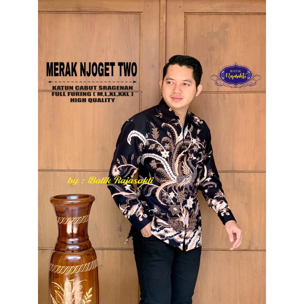 MERAK NJOGET TWO Kemeja Batik Pria Lengan Panjang Katun Halus FULL FURING Rajasakti