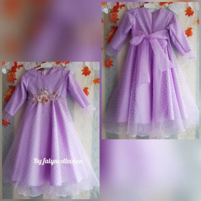 Gaun gamis anak lilac