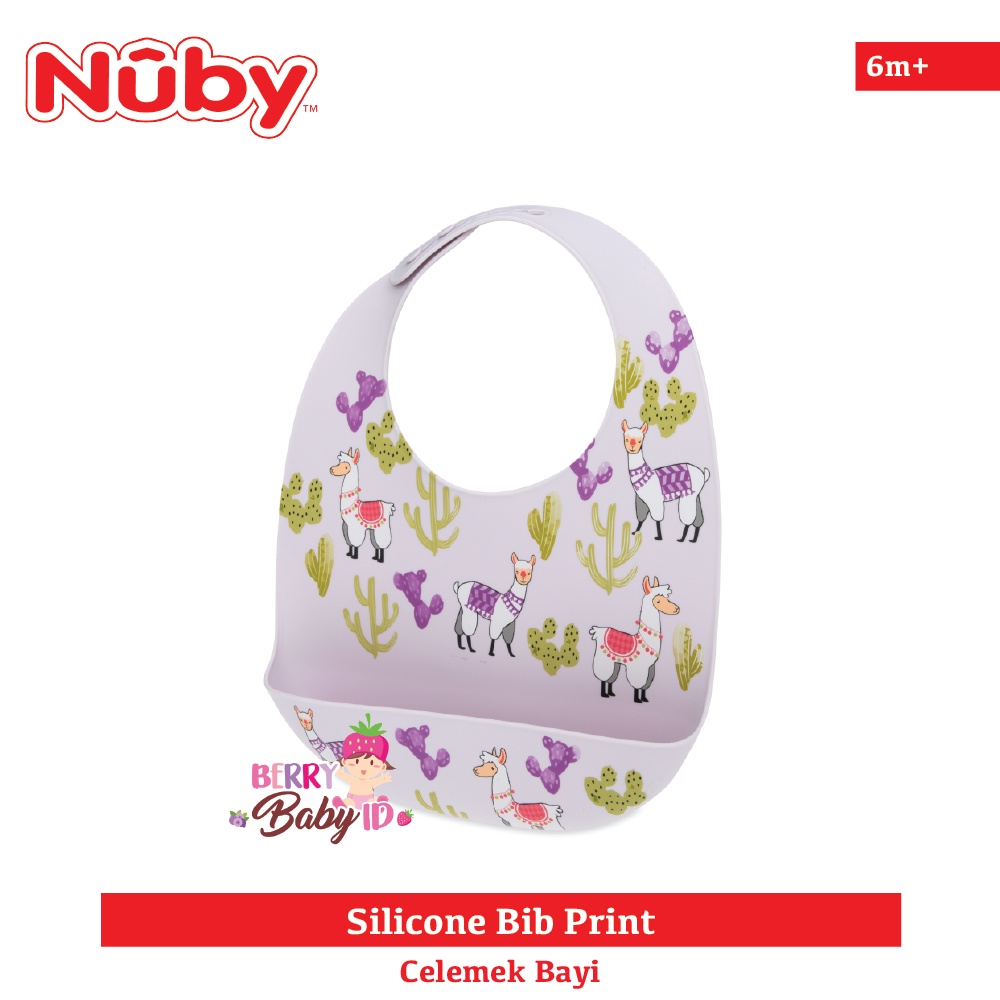 Nuby Silicone Bib Print Slabber Celemek Makan Bayi Silikon BPA Free Berry Mart