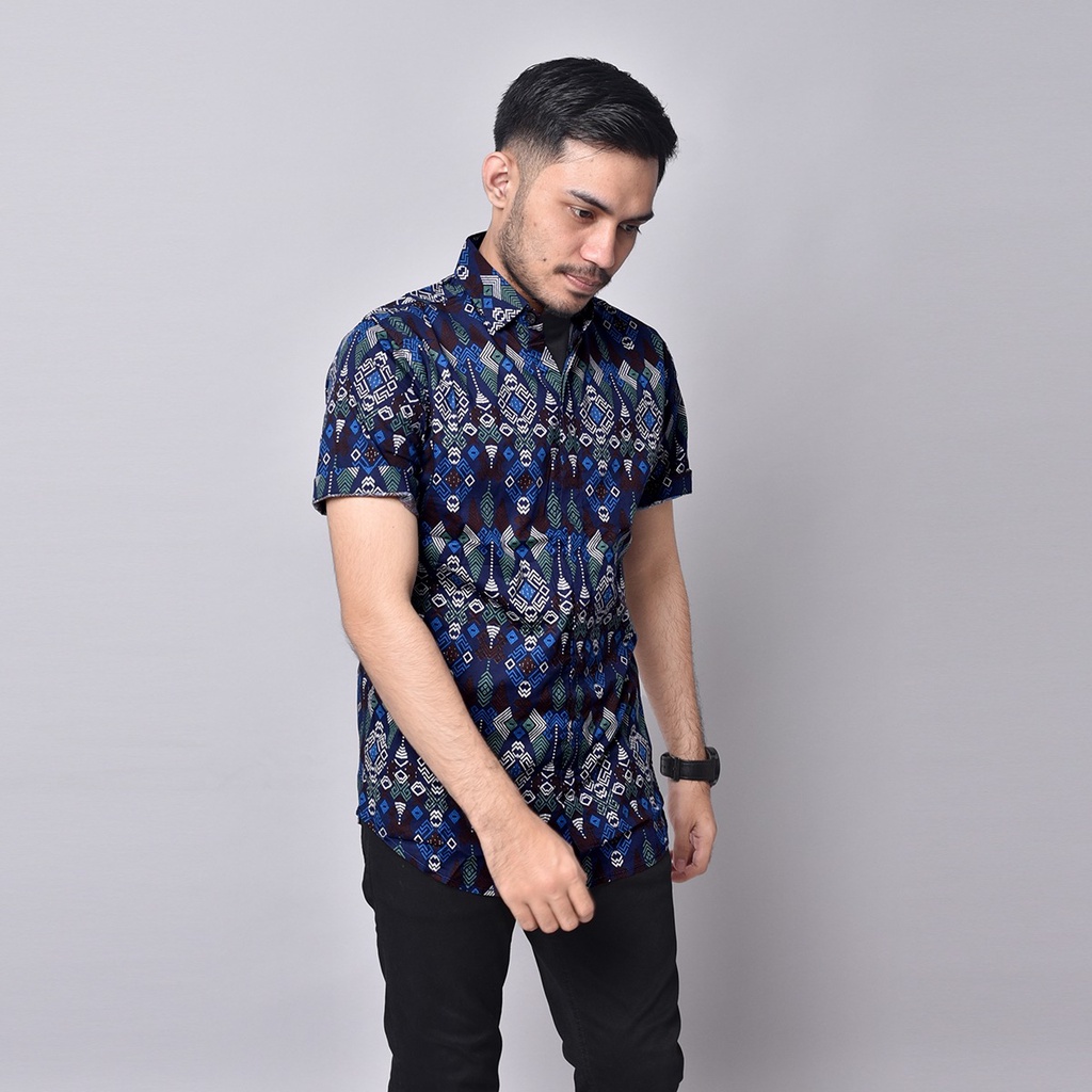 BIG SALE 4.4 New Arrival Distro Batik Pria Bordir Sogan Batikaf Notoarto Batik Ipnu-Ippnu Hem Pria-TERPEDE PNDK BIRU